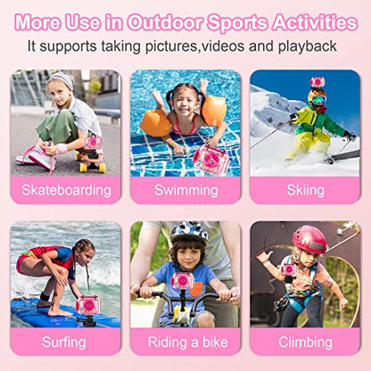 Waterproof Camera - Underwater Camera Birthday Gifts for Girls Boys Children Digital Action Camera with 32GB SD Card, Pool Toys for Kids Age 4 5 6 7 8 10