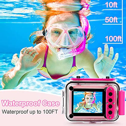 Waterproof Camera - Underwater Camera Birthday Gifts for Girls Boys Children Digital Action Camera with 32GB SD Card, Pool Toys for Kids Age 4 5 6 7 8 10