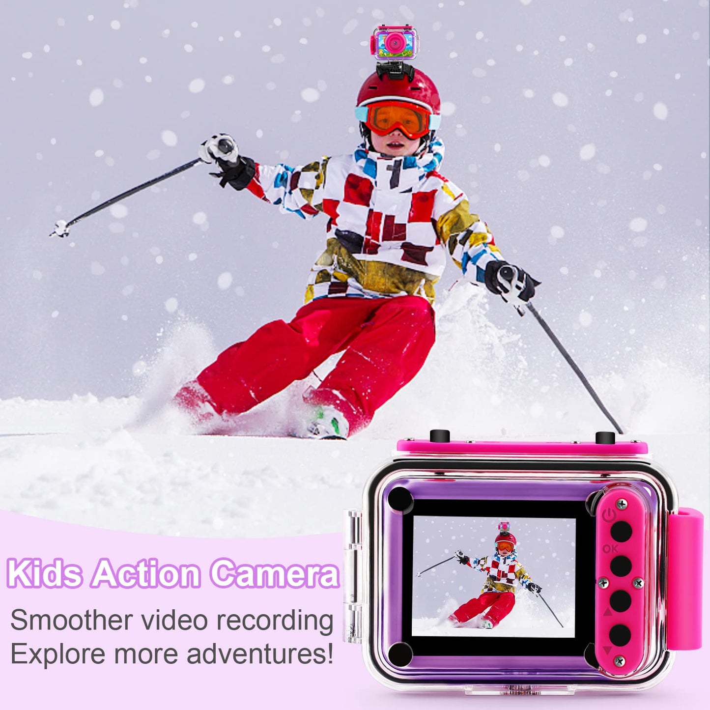 Waterproof Camera - Underwater Camera Birthday Gifts for Girls Boys Children Digital Action Camera with 32GB SD Card, Pool Toys for Kids Age 4 5 6 7 8 10