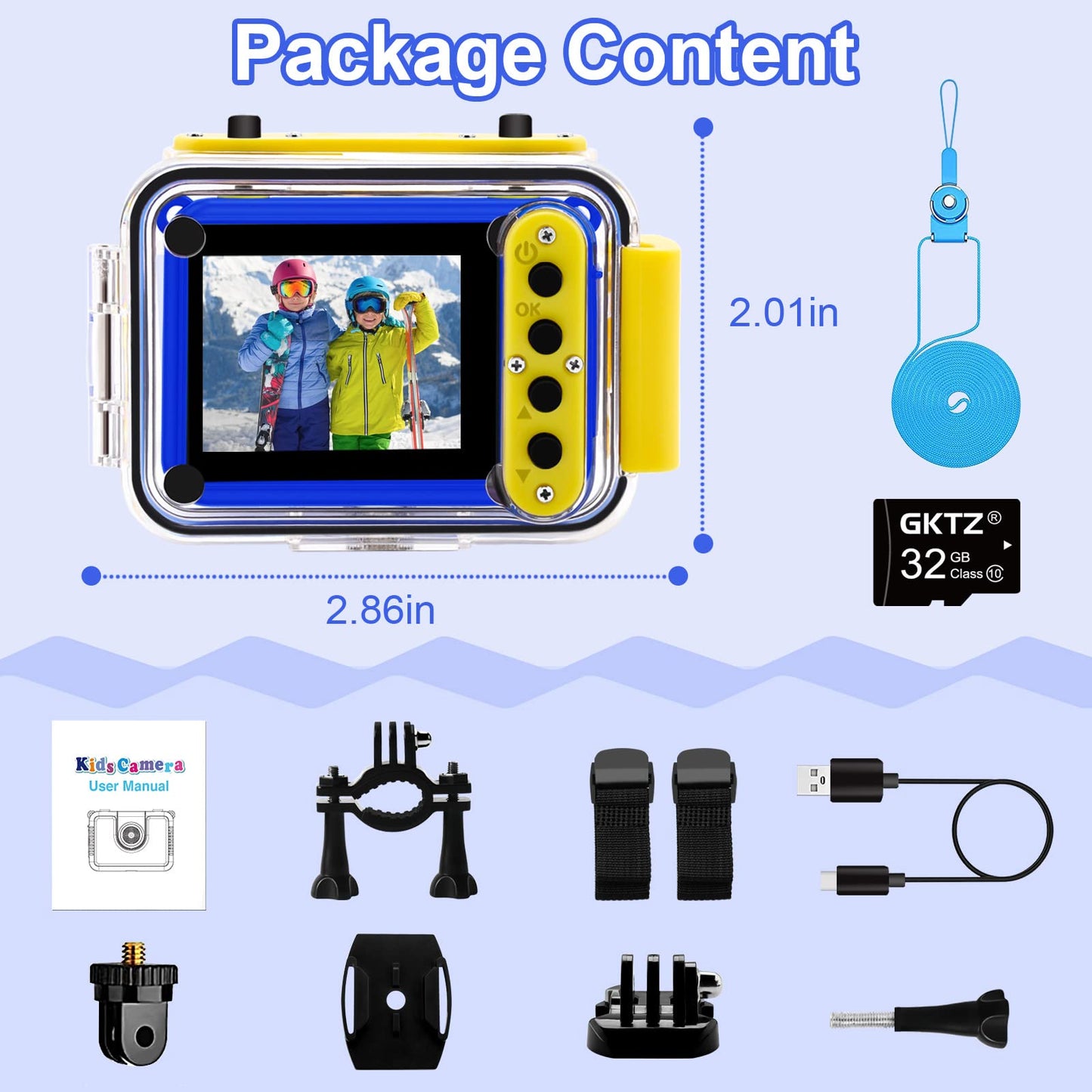 Waterproof Camera - Underwater Camera Birthday Gifts for Girls Boys Children Digital Action Camera with 32GB SD Card, Pool Toys for Kids Age 4 5 6 7 8 10