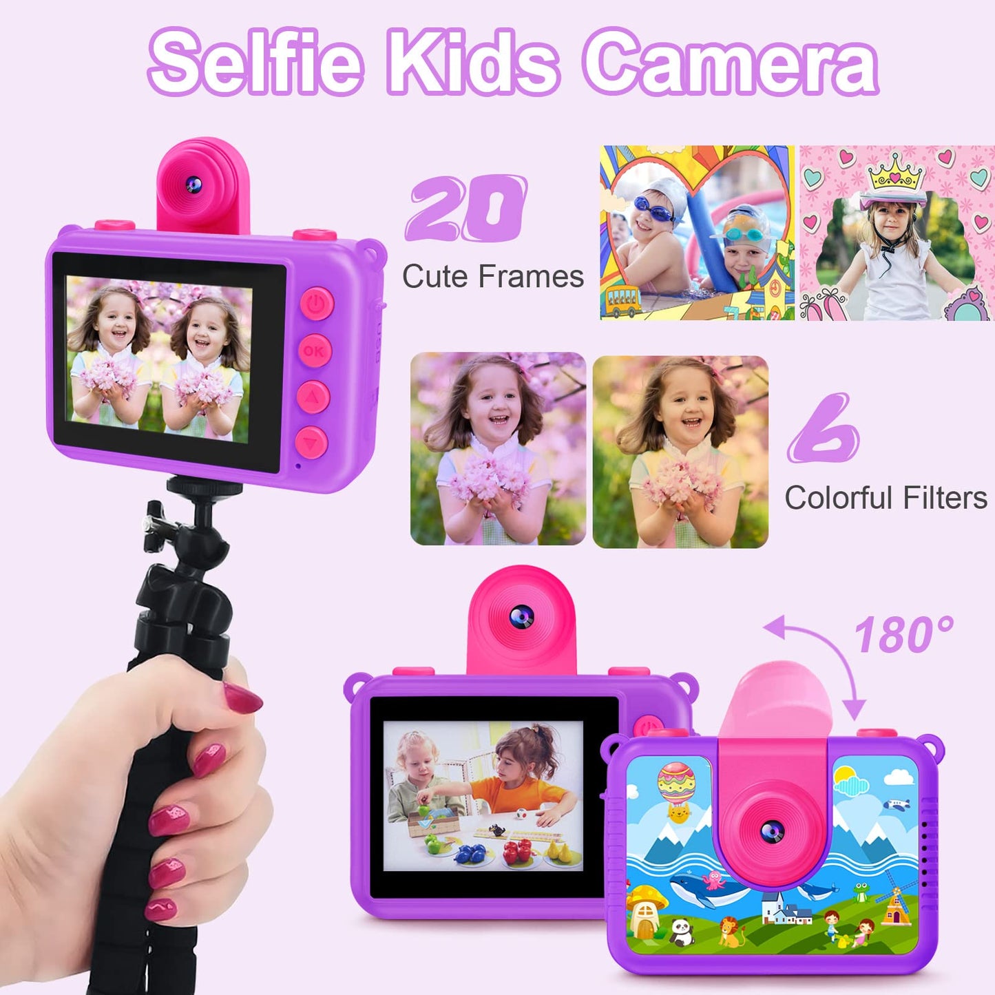 Waterproof Camera - Underwater Camera Birthday Gifts for Girls Boys Children Digital Action Camera with 32GB SD Card, Pool Toys for Kids Age 4 5 6 7 8 10