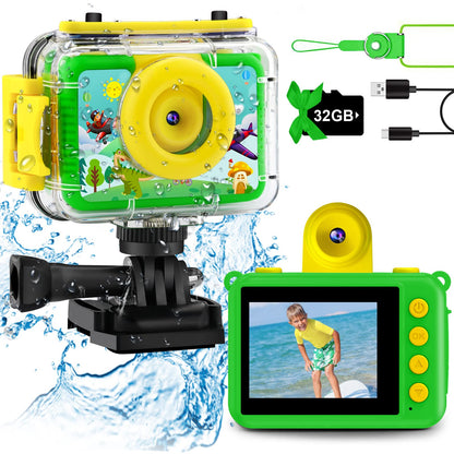 Waterproof Camera - Underwater Camera Birthday Gifts for Girls Boys Children Digital Action Camera with 32GB SD Card, Pool Toys for Kids Age 4 5 6 7 8 10