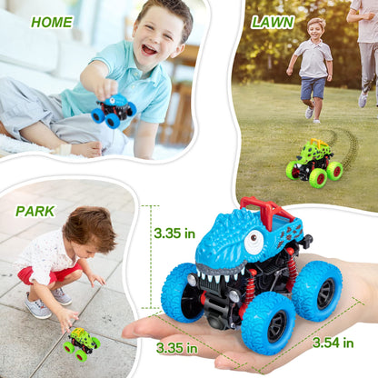 Dinosaur Toys for 2 3 4 5 Year Old Boys , Pull Back Vehicles Toys Monster Truck for Toddler Boys Age 2-4-6, Dino Cars for Kids 3-5 Year Old Christmas Birthday Gifts