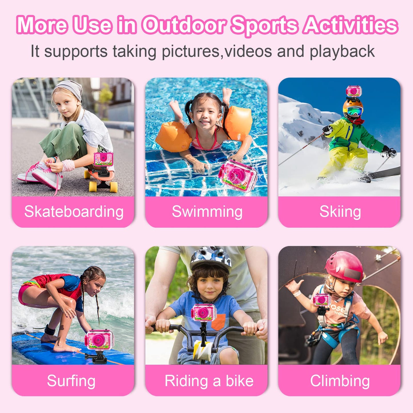 Waterproof Camera - Underwater Camera Birthday Gifts for Girls Boys Children Digital Action Camera with 32GB SD Card, Pool Toys for Kids Age 4 5 6 7 8 10