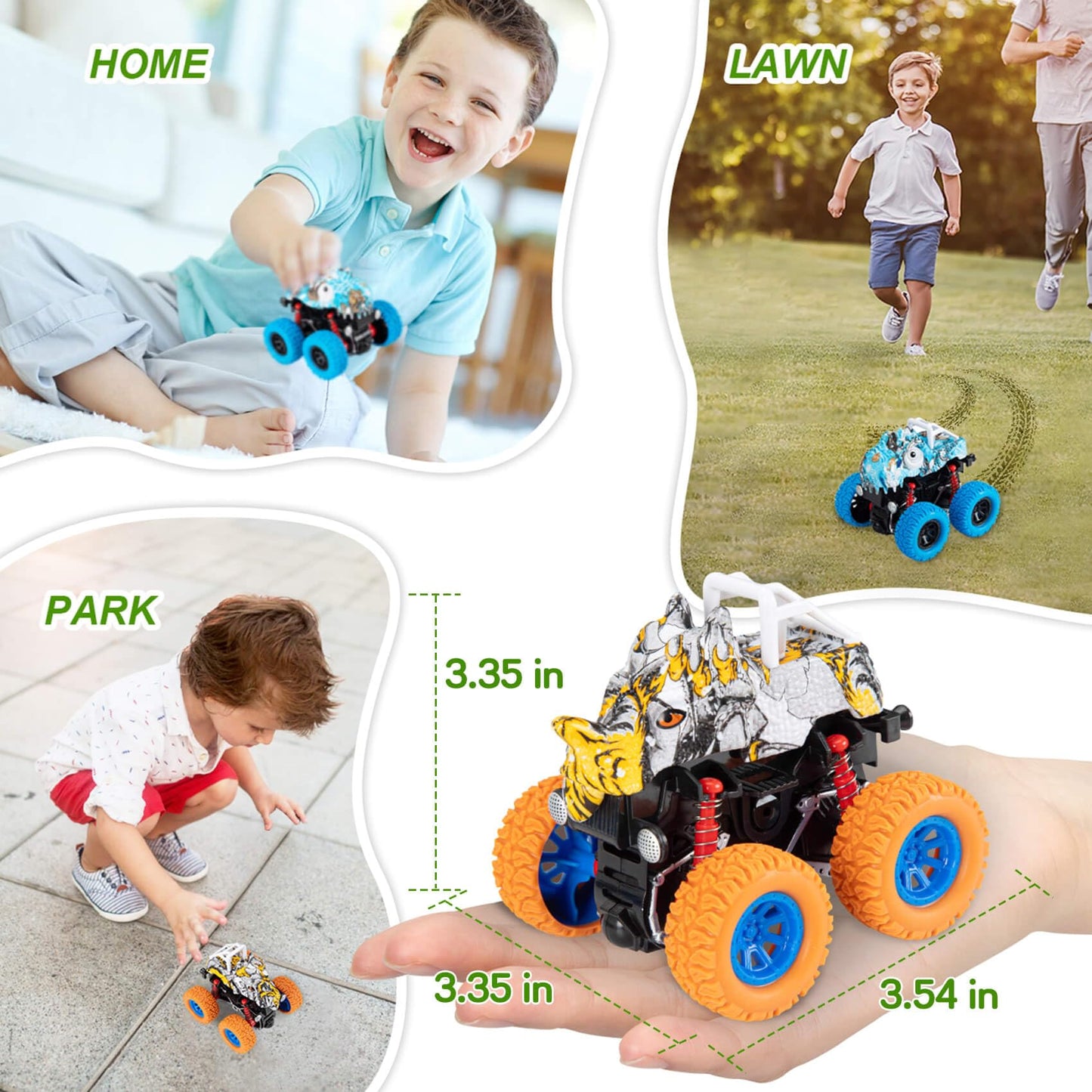 Dinosaur Toys for 2 3 4 5 Year Old Boys , Pull Back Vehicles Toys Monster Truck for Toddler Boys Age 2-4-6, Dino Cars for Kids 3-5 Year Old Christmas Birthday Gifts