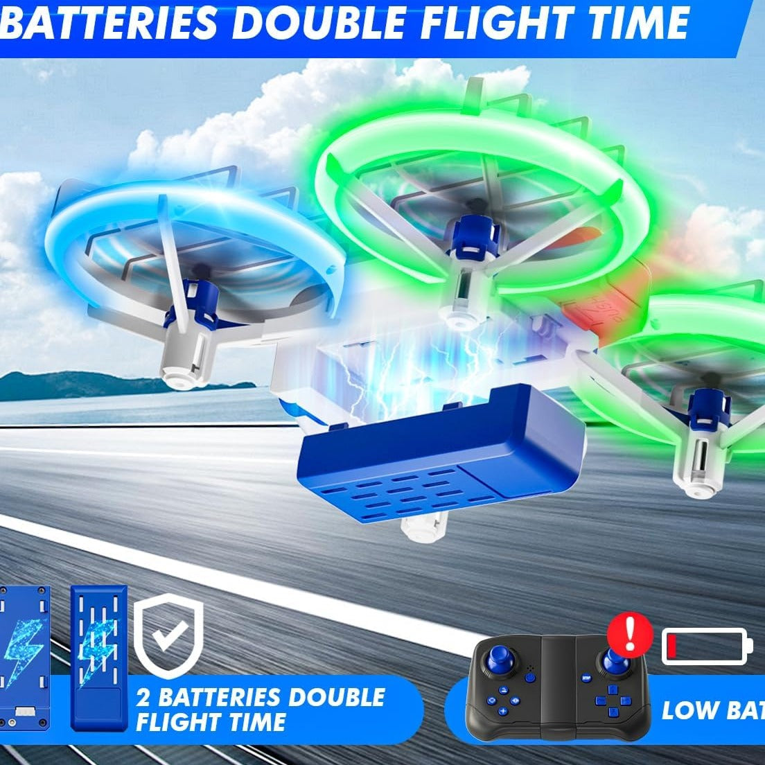 Drone with Camera 1080P HD FPV for Kids and Adults,Hobby RC Quadccopter for Beginners with Bright LED Light,Propeller Full Protect,